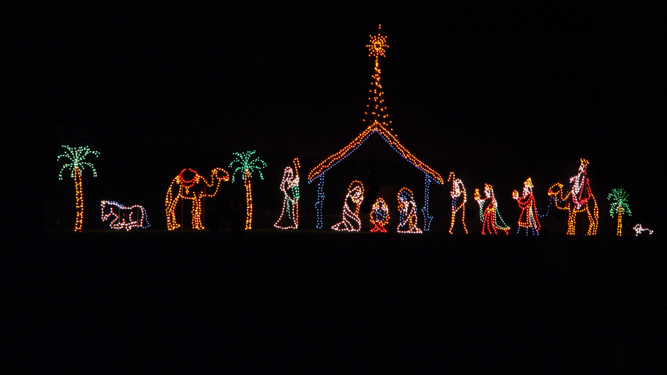 Nativity scene in lights