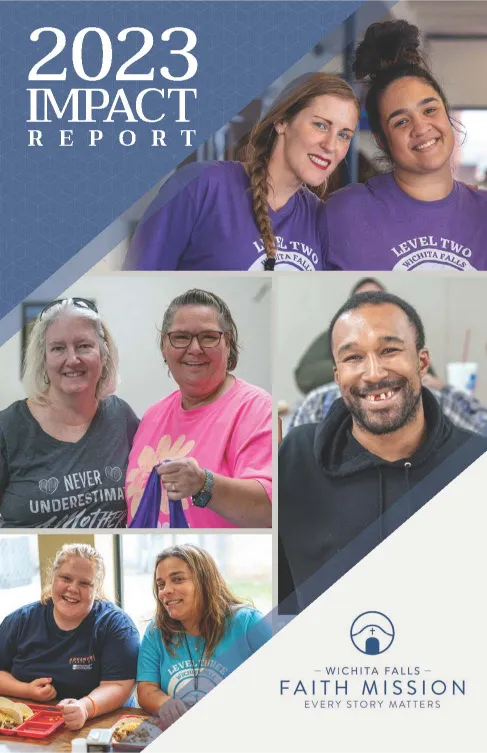 Cover page for 2023 Impact Report for Wichita Falls Faith Mission