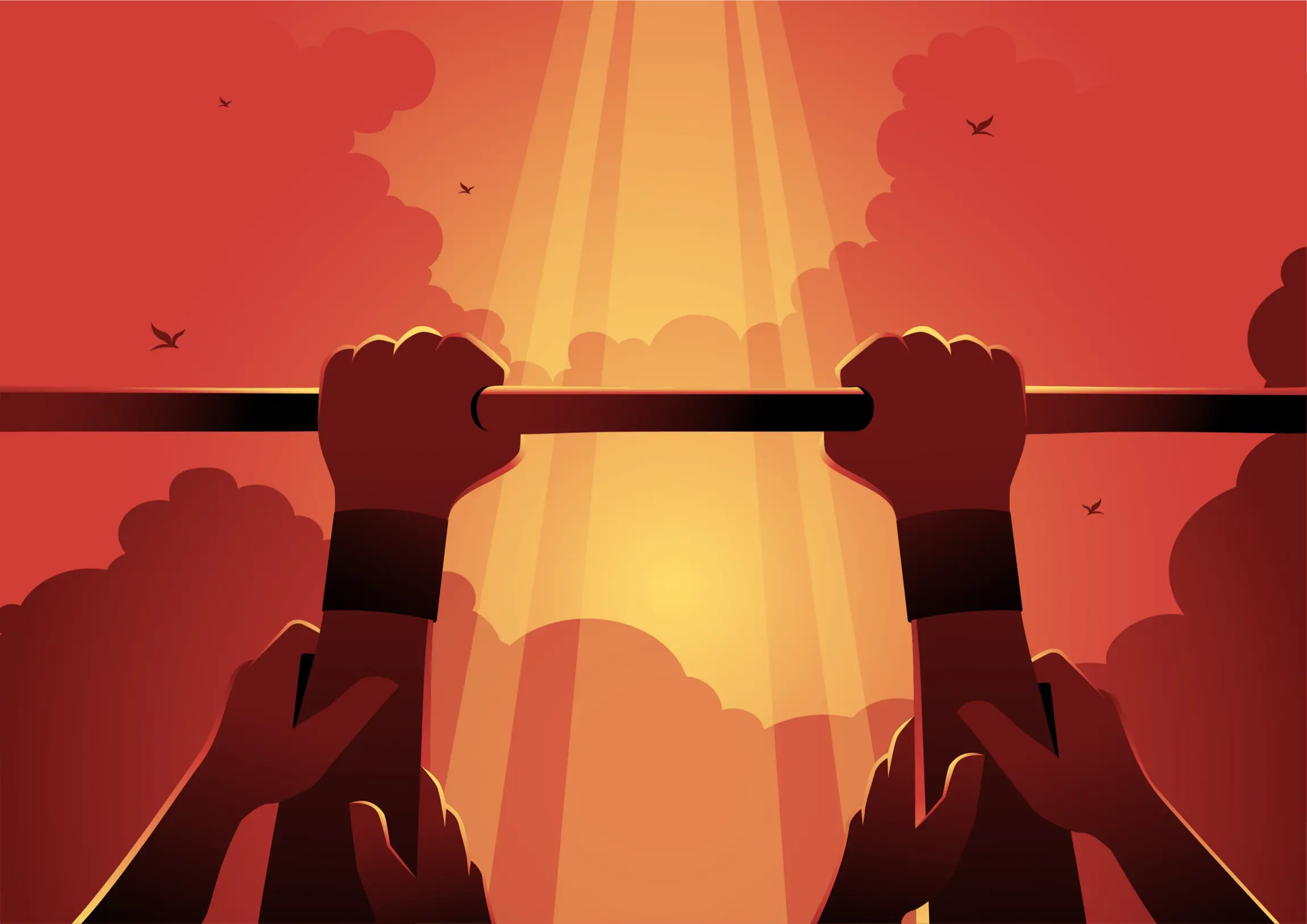 Moses holding up his staff