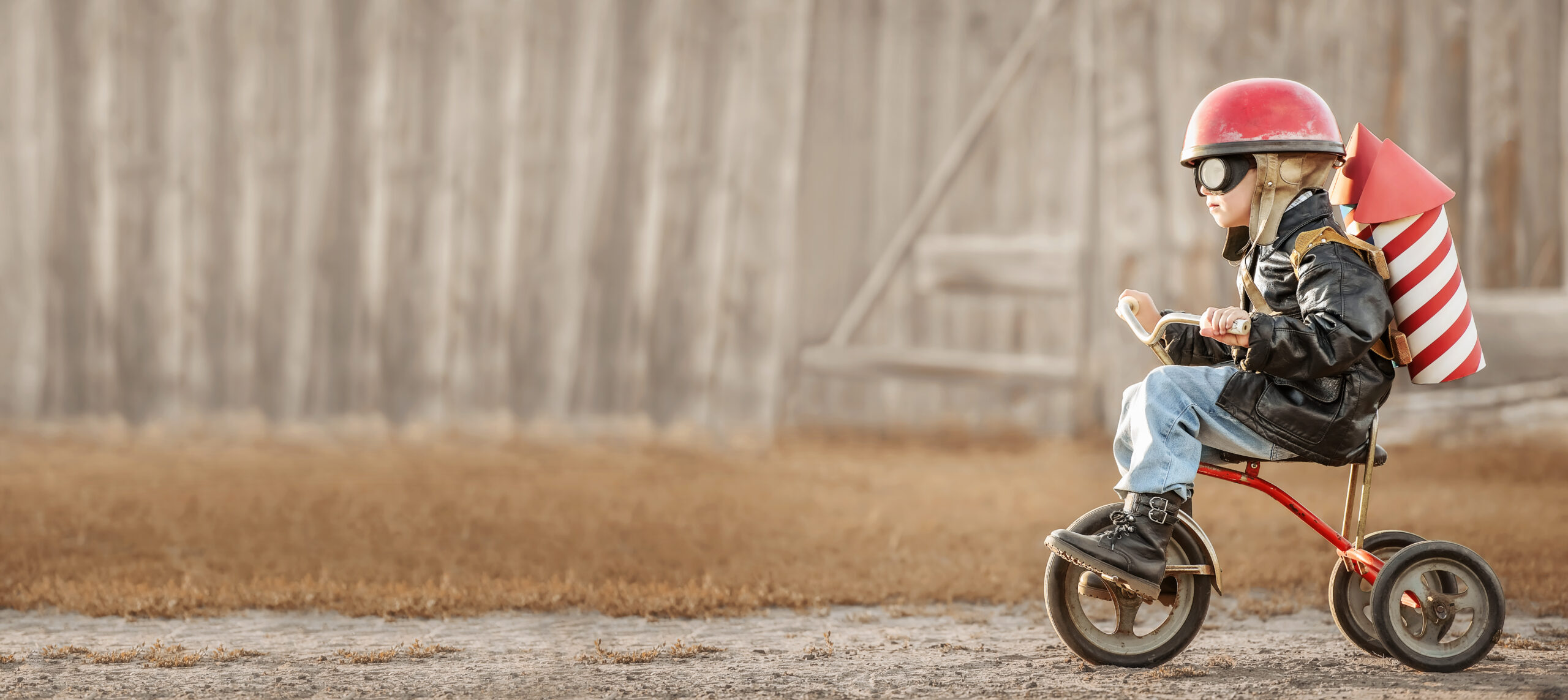 Boy on bike starting adventure